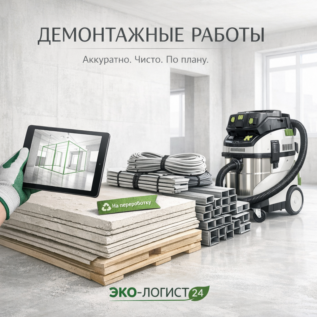 Профессиональные услуги демонтажных работ от компании Эко-логист24 в городе Красноярск. Демонтаж в квартире, снос зданий, демонтаж построек. Стены, сантехкабины, перегородки, дома